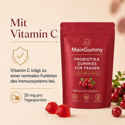 MeinGummy Probiotika Gummies für Frauen – 60 Stück, Cranberry
